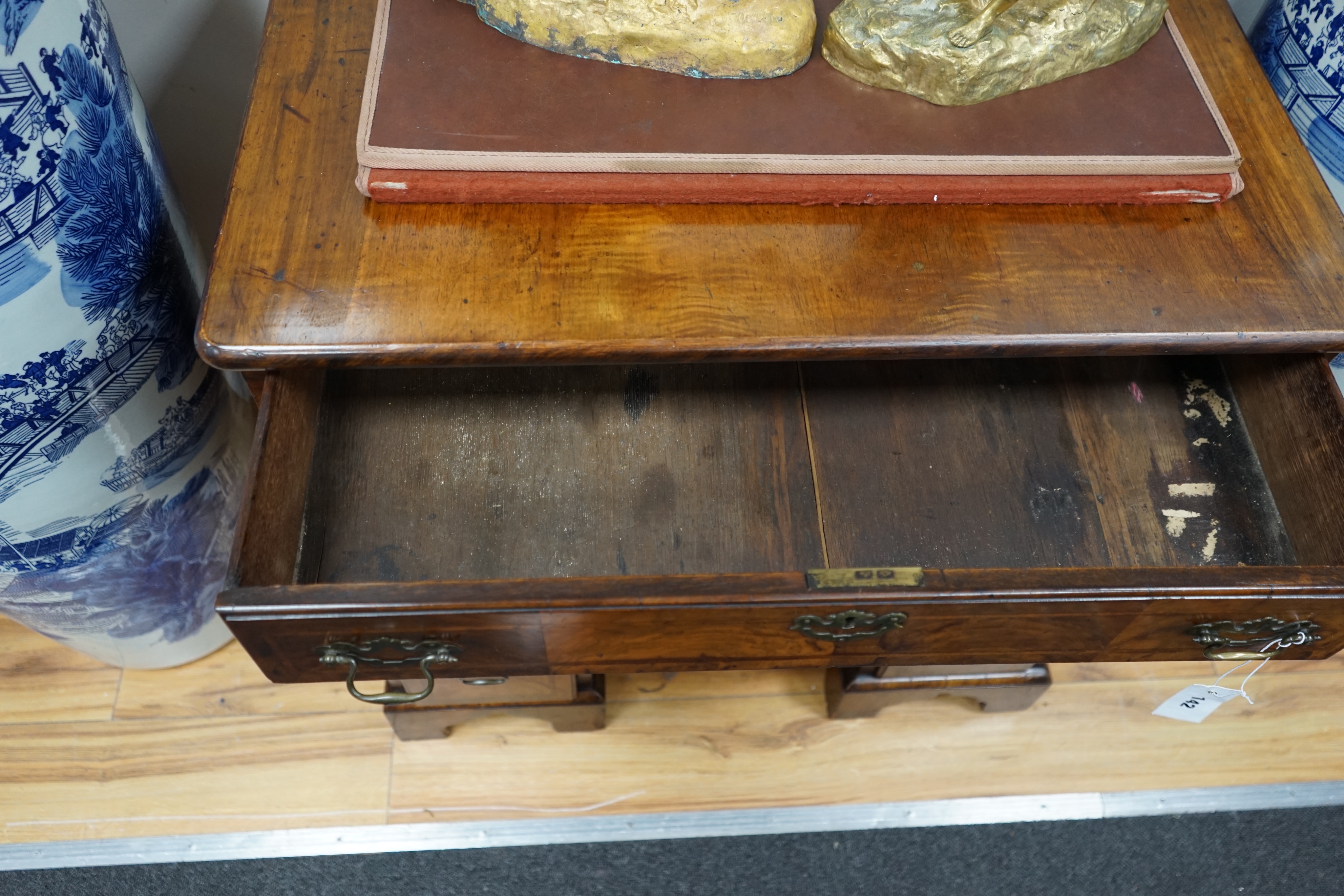 An 18th century and later walnut kneehole desk, width 78cm depth 50cm height 76cm